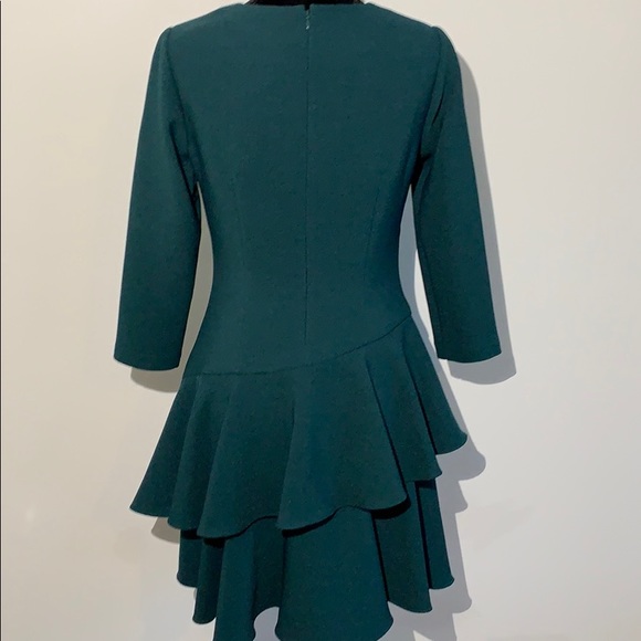 Eliza j forest Green asymmetrical ruffle dress - Picture 7 of 8